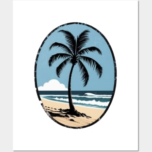 Island, palm trees, sand and beach Posters and Art